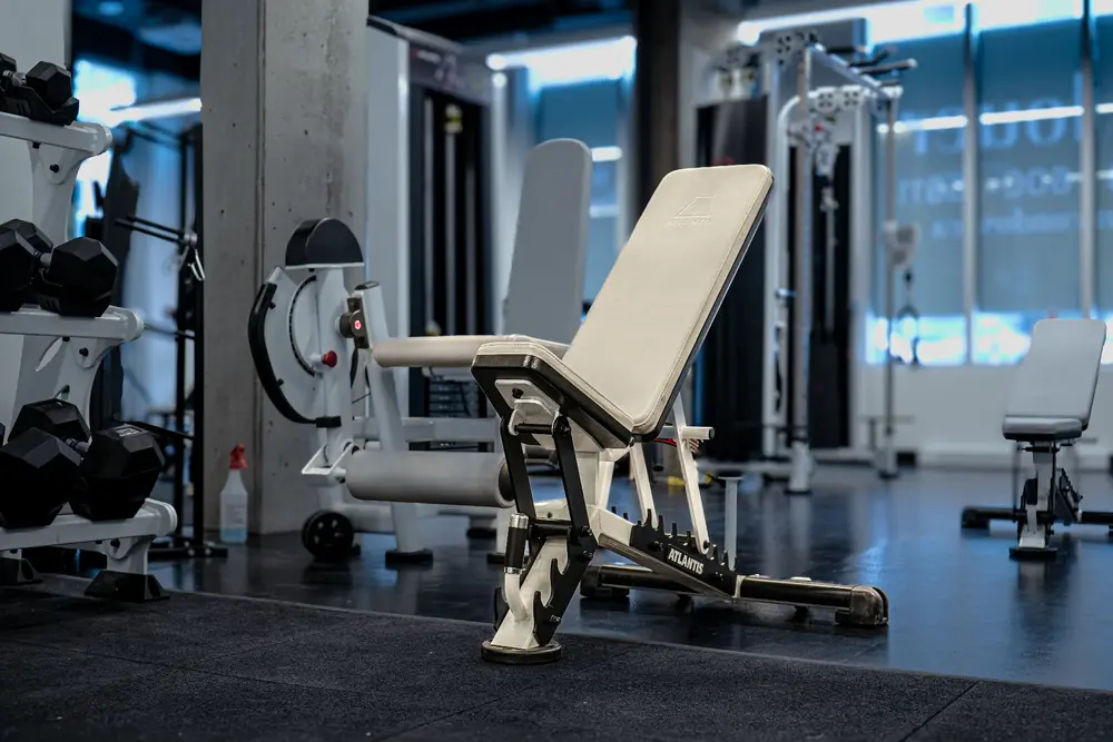 Adjustable bench in a condominium gym